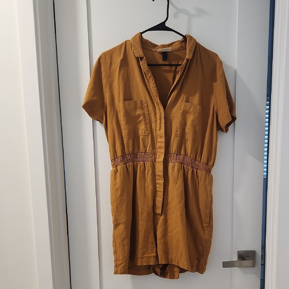 Universal Thread Mustard Button-Up Romper